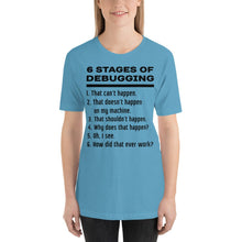 Load image into Gallery viewer, 6 stages of debugging - T-Shirt Clan