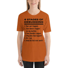 Load image into Gallery viewer, 6 stages of debugging - T-Shirt Clan