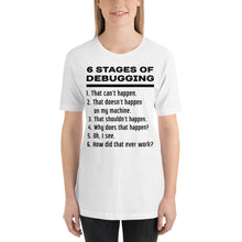 Load image into Gallery viewer, 6 stages of debugging - T-Shirt Clan