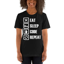 Load image into Gallery viewer, Eat, sleep, code, repeat - T-Shirt Clan