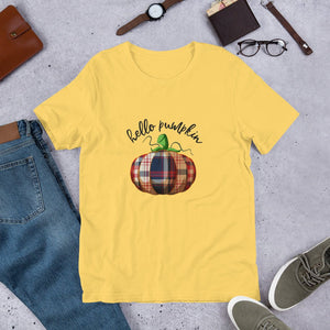 Hello Pumpkin (plaid) - T-Shirt Clan